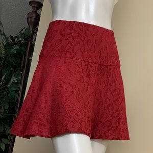 Free People Maroon Flared Mini Skirt